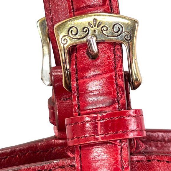 Brighton Wicker Leather Purse Red Hearts Applique Shoulder Handbag Handled Tote - Picture 8 of 16